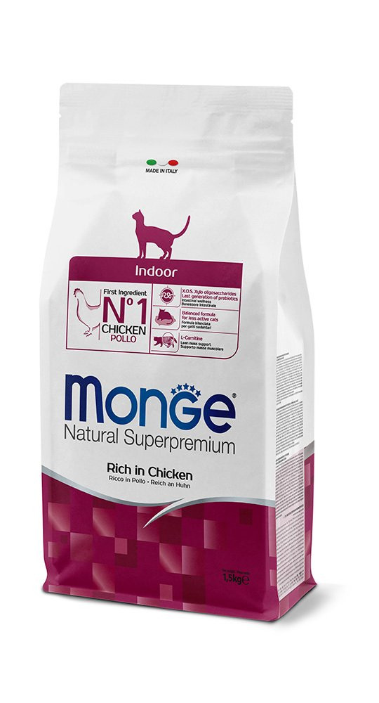 Monge Natural Superpremium Indoor Cat Food – Rich in Chicken 1.5kg