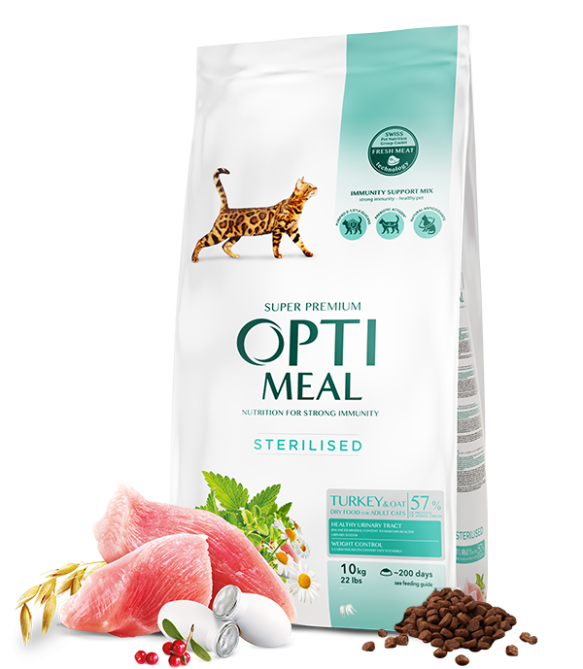 Optimeal Dry Cat Food for Sterilised Cats – Turkey and Oat
