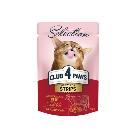 Club 4 Paws Premium Strips With Beef In Broccoli Cream Soup For Adult Cats