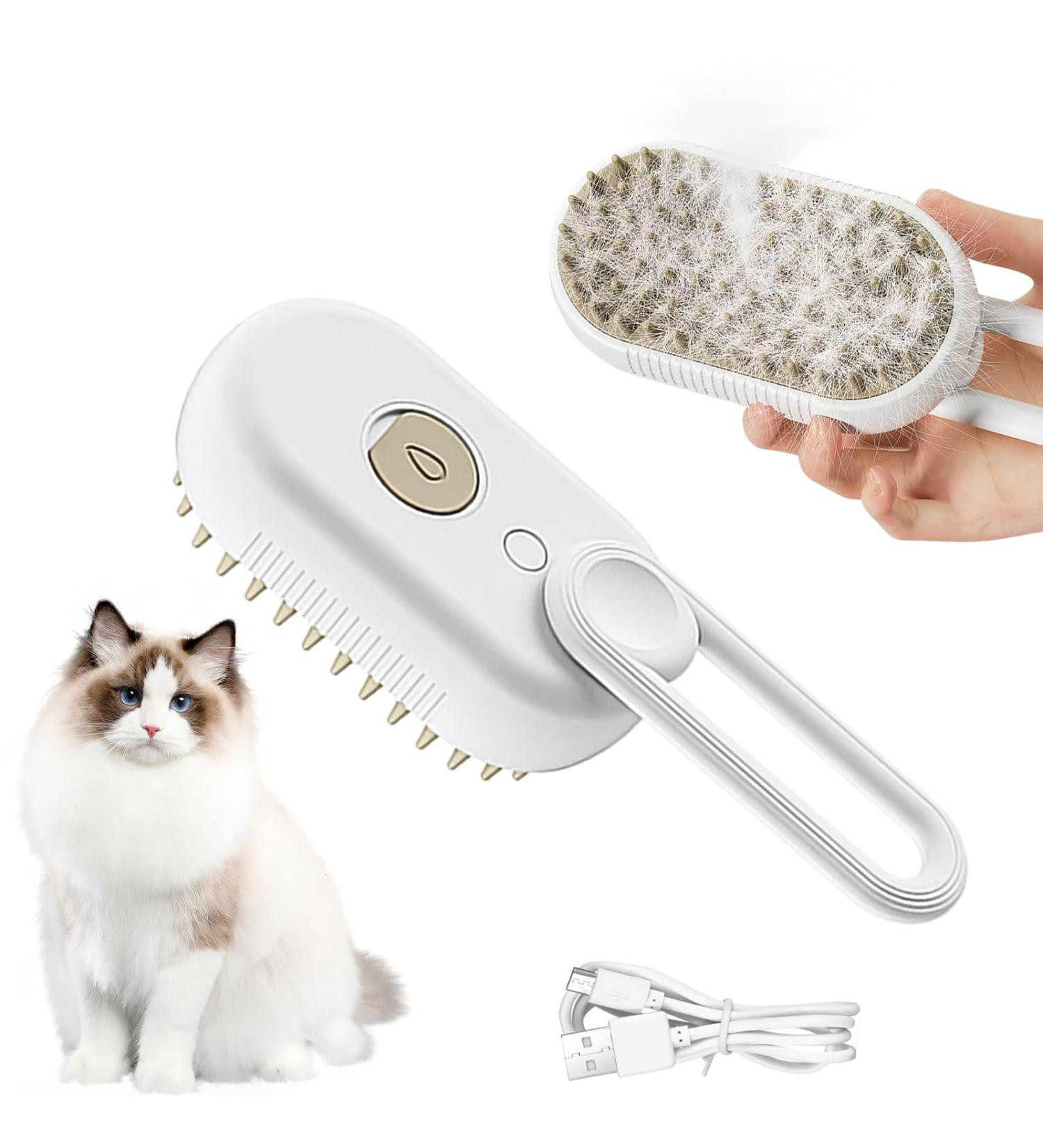 Electric Spray Handle Massage Brush for Pets – 3-in-1 Grooming, Cleaning & Deshedding Tool