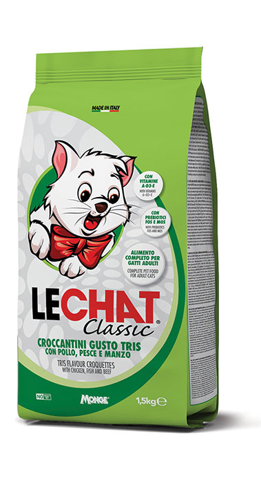 LeChat Classic Tris Flavour Croquettes – Chicken, Fish & Beef – 1.5 kg