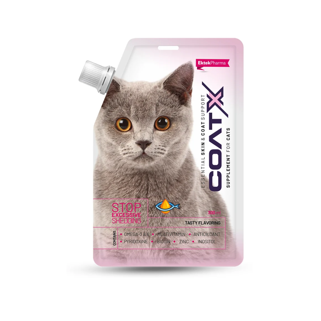 Ektek Pharma CoatX Fur Glow Liquid Supplement for Cats | Skin & Coat Support (300 ml)