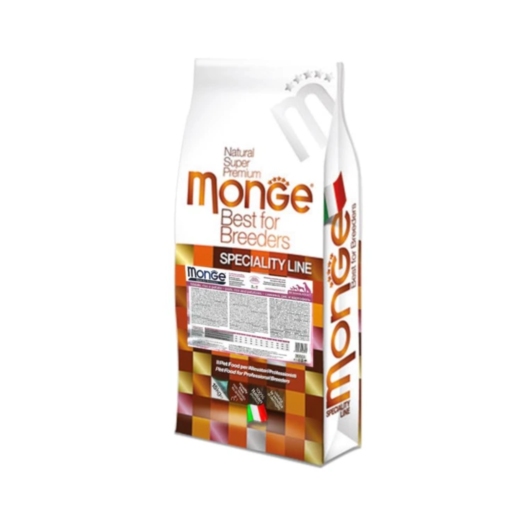 Monge Natural Superpremium Specialty Line All Breeds Adult Dog Food – Pork, Rice & Potatoes 15kg