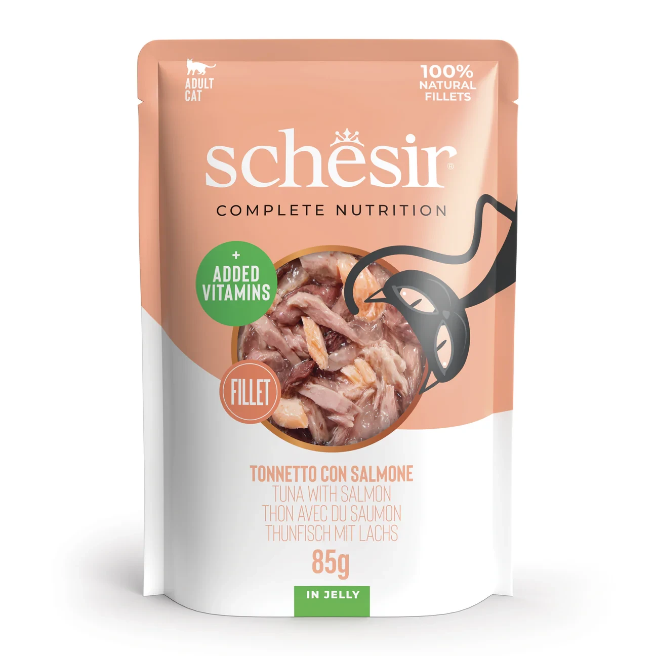 Schesir Complete Nutrition – Tuna Fillets with Salmon in Jelly – 85g Pouch