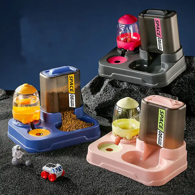 Space-Themed Automatic Food & Water Dispenser Set