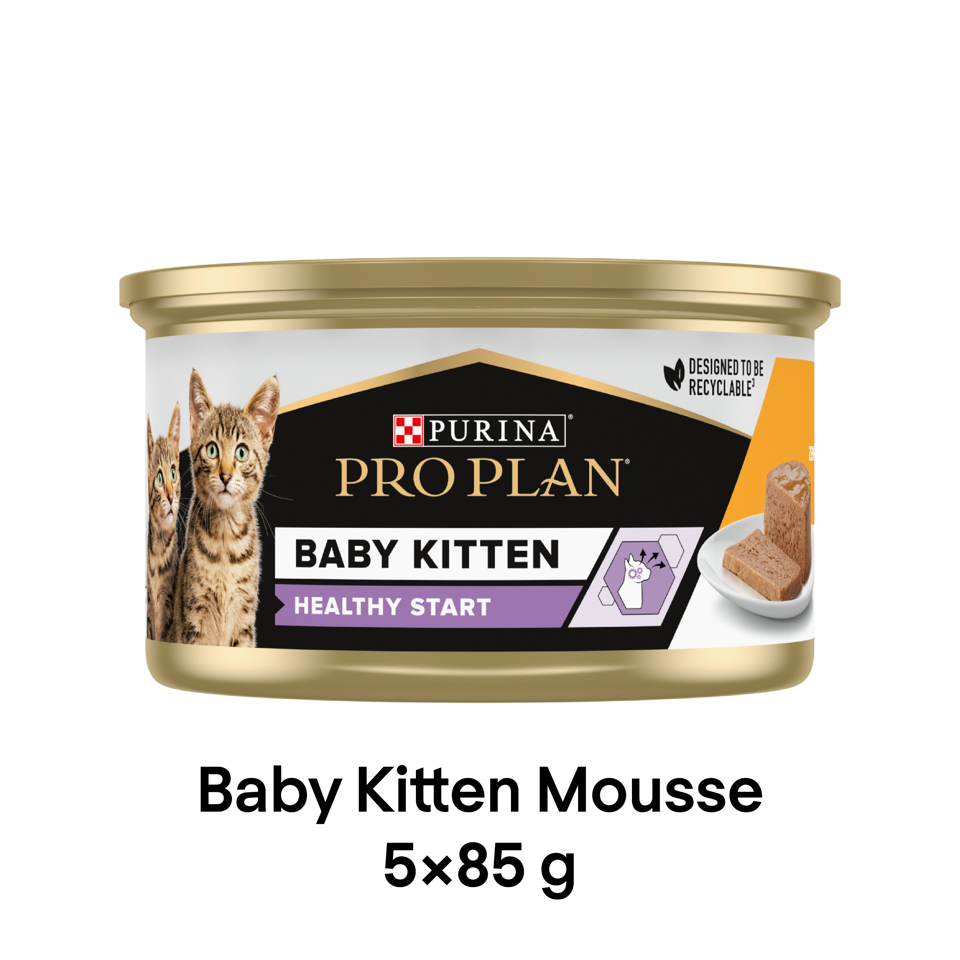Pro Plan Baby Kitten Mousse Wet Cat can with Chicken, 5x85g