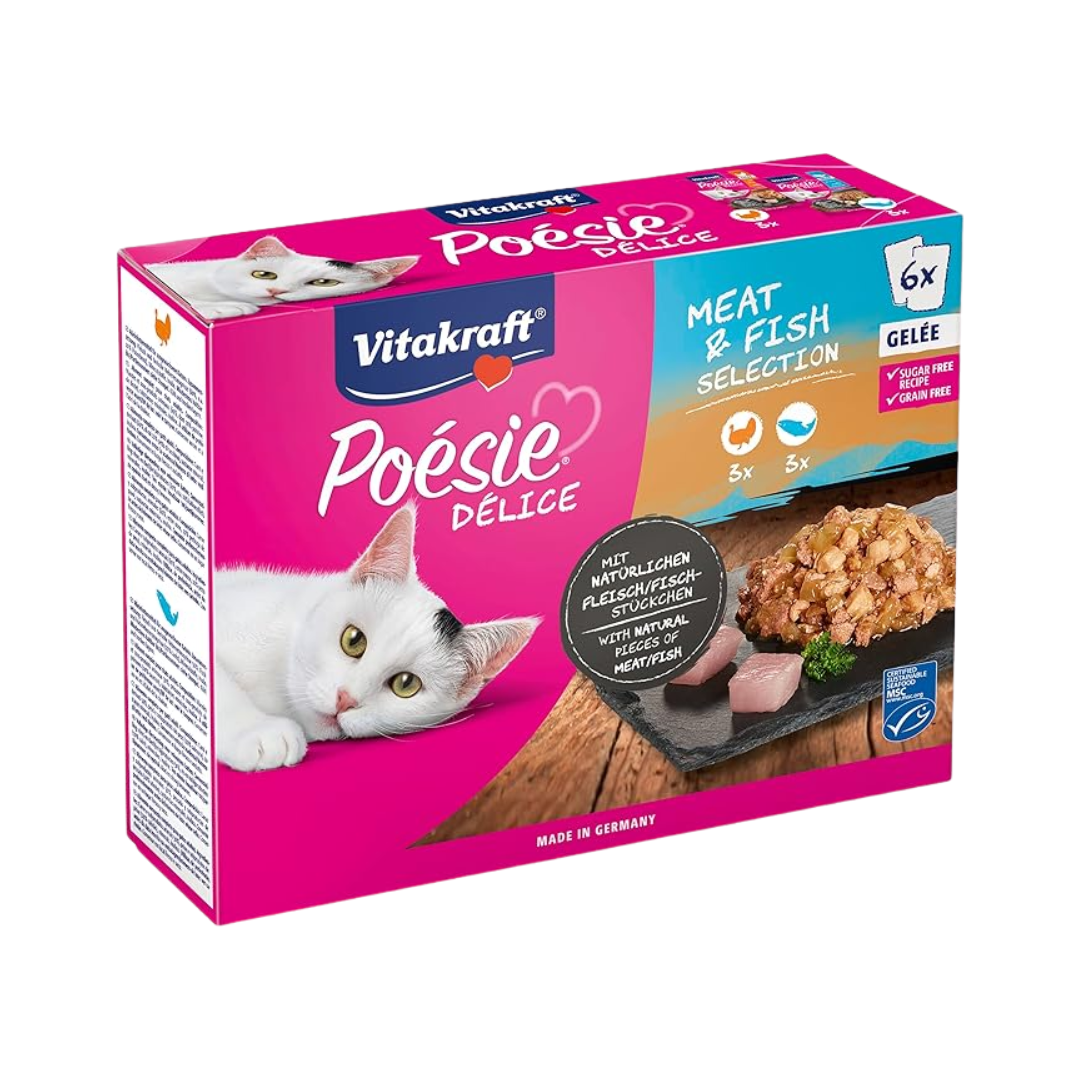 Vitakraft Poésie Délice Multipack Meat & Fish Selection in Jelly (6 x 85 g)