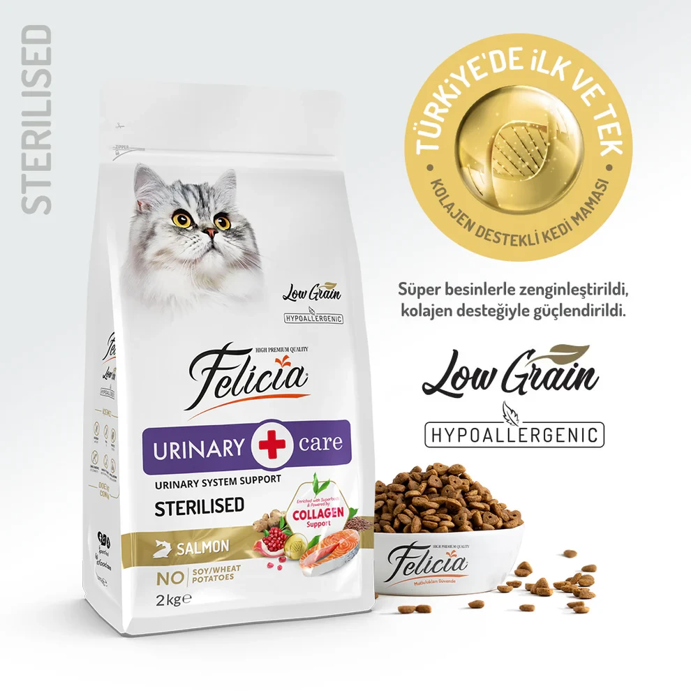 Felicia Urinary Care Sterilised Salmon – Low-Grain Hypoallergenic Collagen-Enriched Dry Cat Food