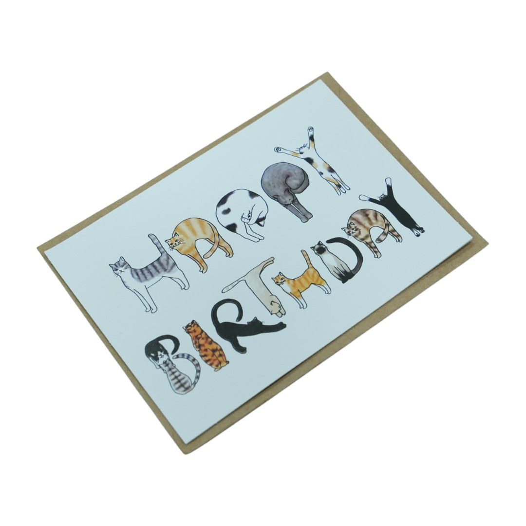 “Happy Birthday” Cat Letter Greeting Card
