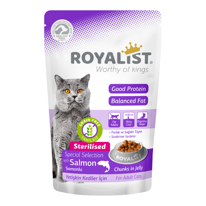 Royalist Special Selection Wet Food for Sterilised Adult Cats – Salmon Chunks in Jelly