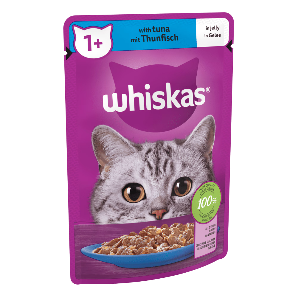 Whiskas 1+ Adult Wet Cat Food Pouches In Jelly With Tuna