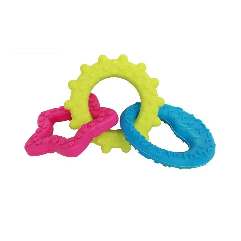 Interlocking Star, Ring, and Loop Chew Toy – Multi-Shape Fun for Dogs