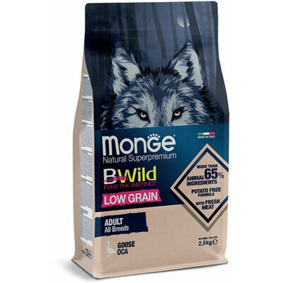 Monge Bwild Low Grain All Breeds Adult Dog Goose – 2.5 kg