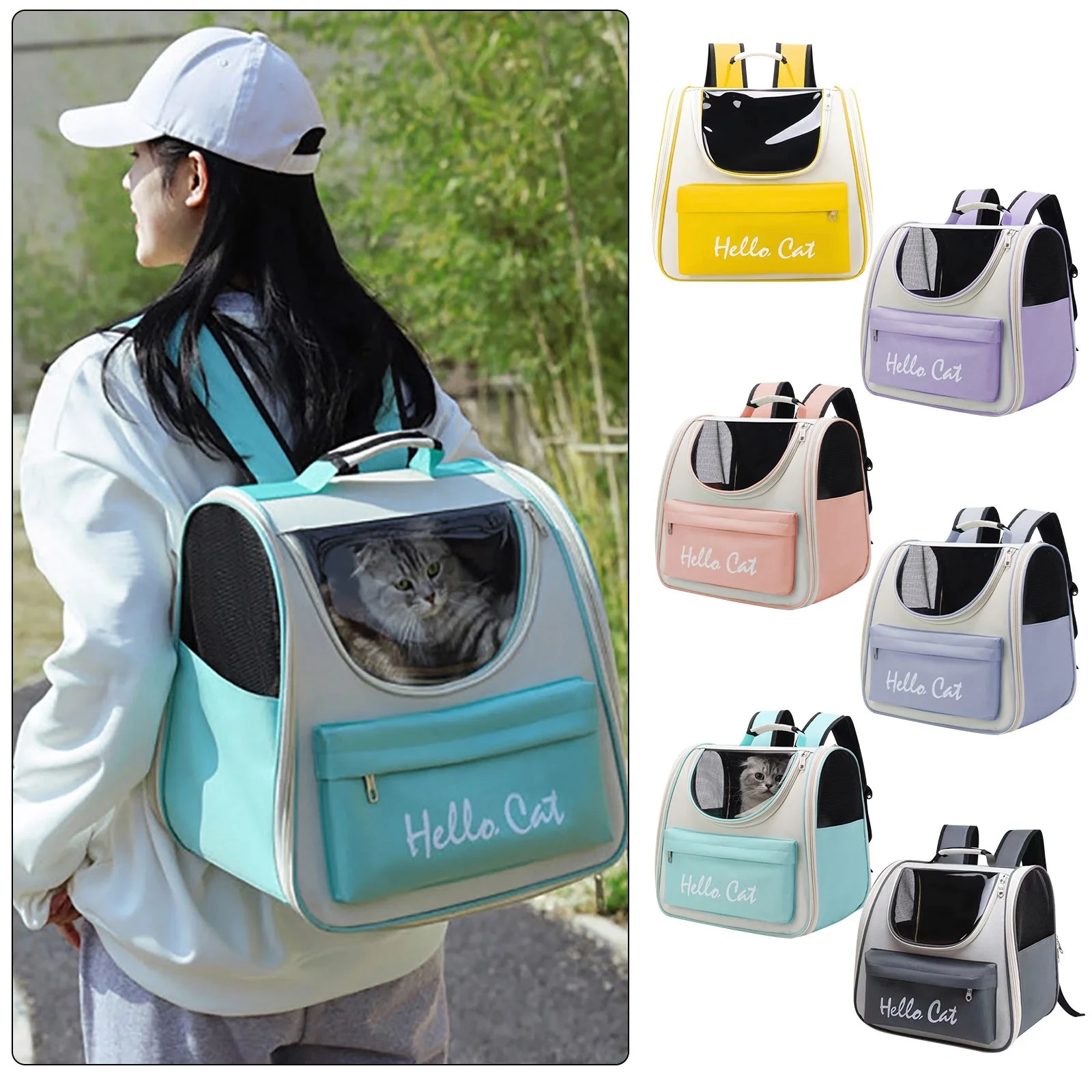 "Hello Cat" Soft-Sided Cat Backpack Carrier