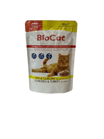 BioCat Wet Food for Adult Cats – Chicken & Turkey in Sauce
