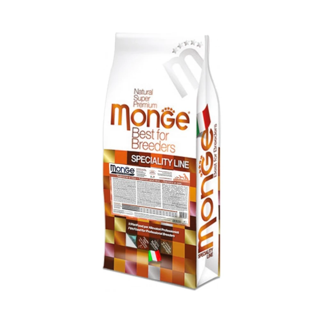 Monge Natural Superpremium Specialty Line All Breeds Adult Dog Food – Salmon & Rice 15Kg