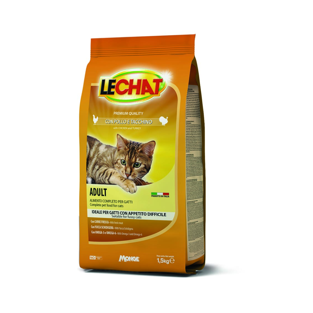LeChat Adult Kibbles with Chicken and Turkey – 1.5 kg