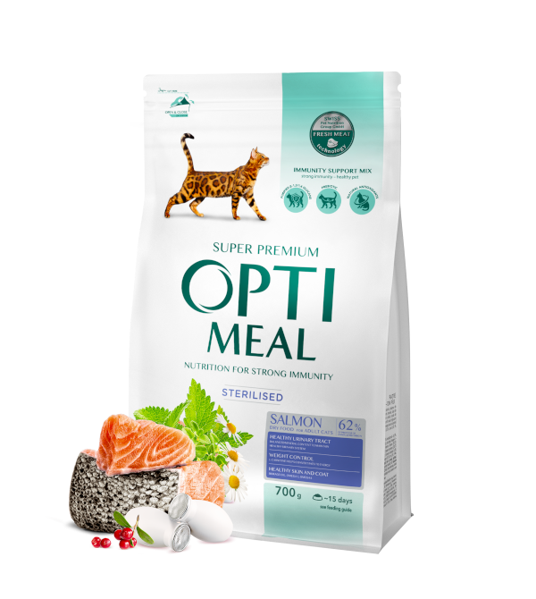 Optimeal Complete Dry Pet Food for Sterilized Cats – Salmon