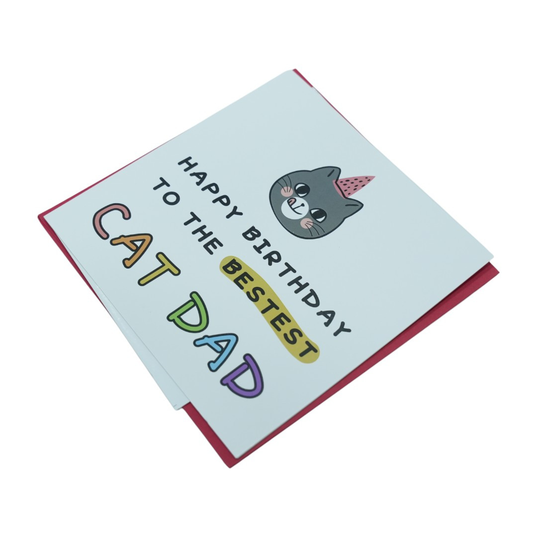 Happy Birthday to the Bestest Cat Dad Greeting Card