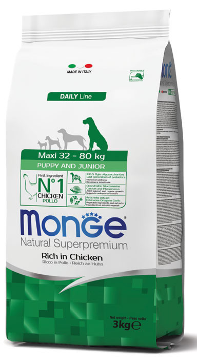 Monge Natural Superpremium Maxi Puppy & Junior – Rich in Chicken – 3 kg