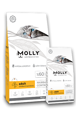 Molly Hairball Control Adult Cat Food with Chicken & Anchovy 2kg