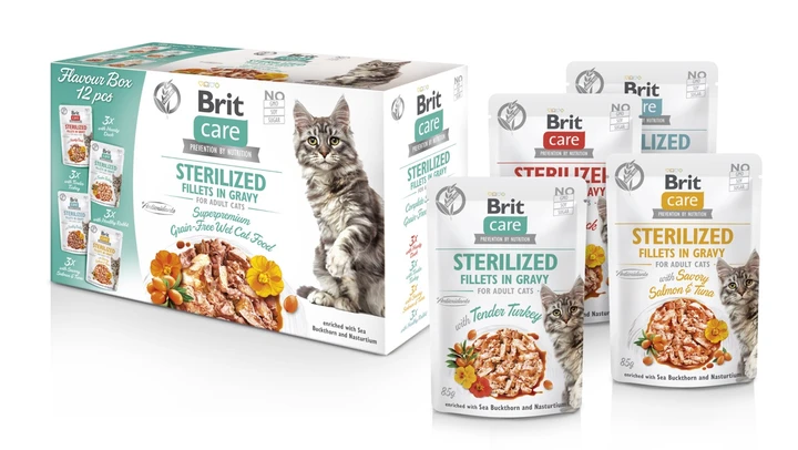 Brit Care Cat Sterilized Flavour Box. Fillets in Gravy