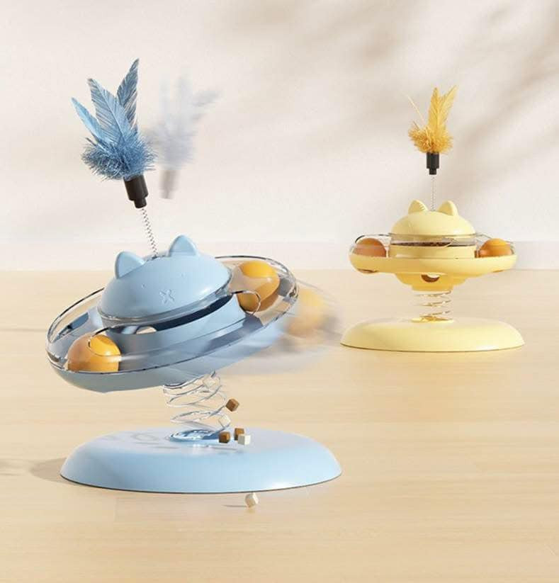 Interactive Spring Balance Cat Toy with Feeder & Teaser