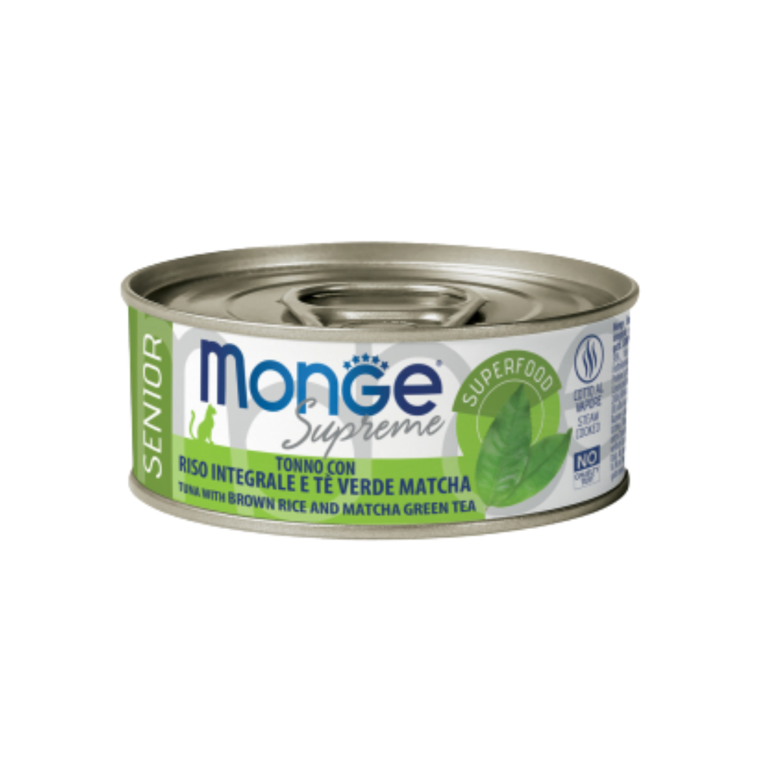 Monge Supreme Senior Cat Tuna Flakes with Brown Rice and Matcha Green Tea