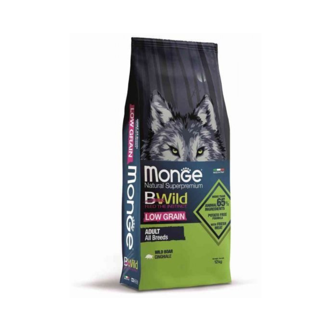 Monge Bwild Low Grain All Breeds Adult Dog Wild Boar – 12 kg