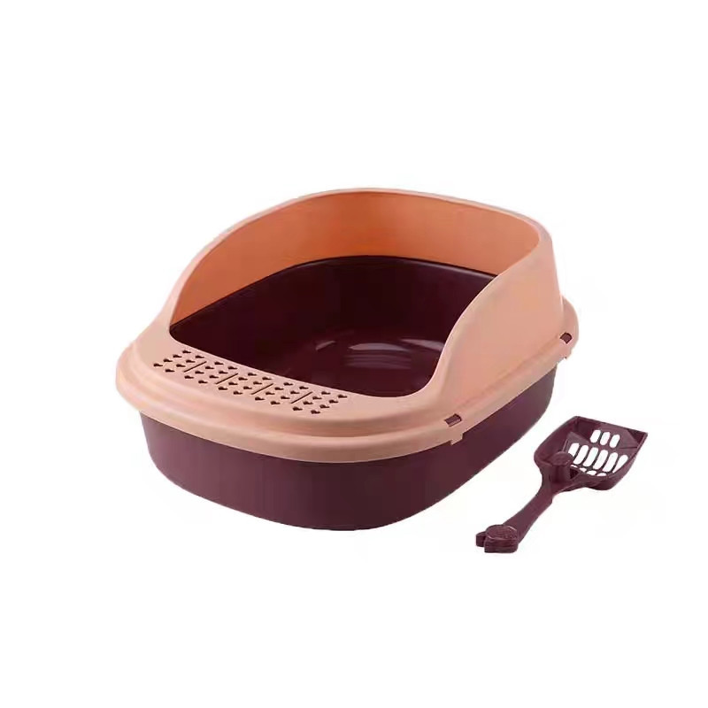 Cat Litter Tray Large 56x45x24 Cm Dark Brown & Peach