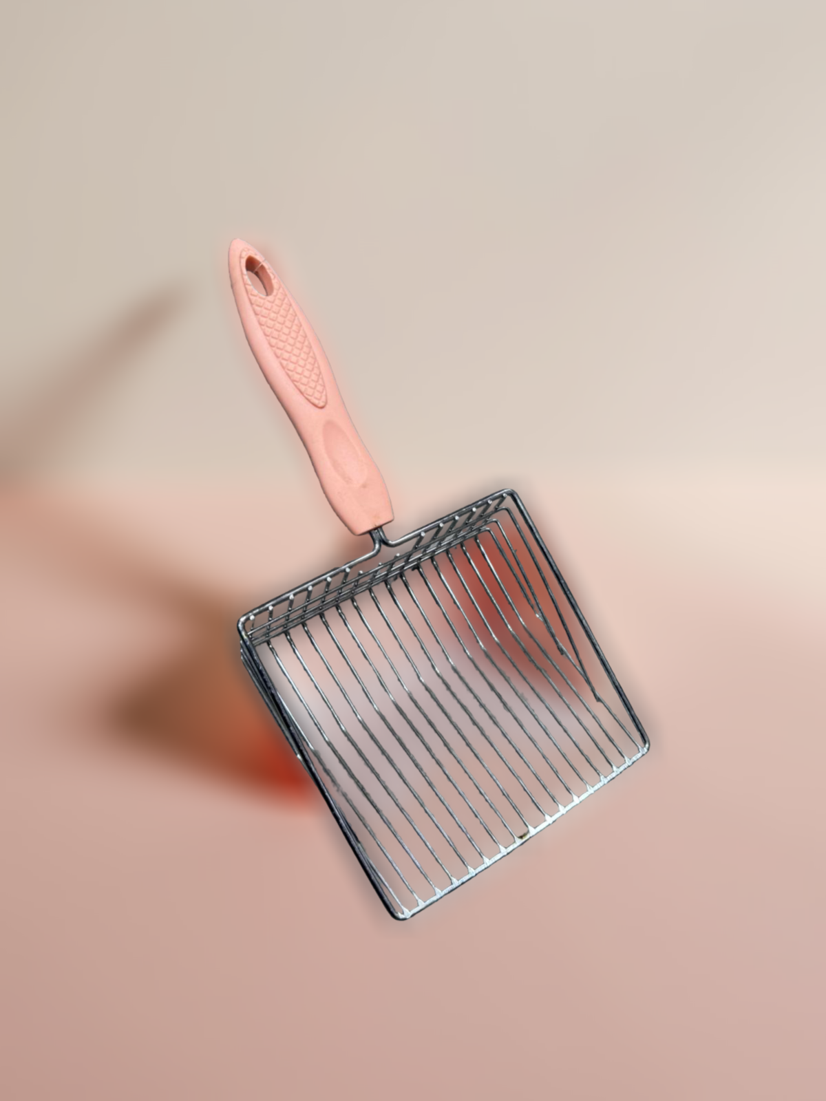 Metal Cat Litter Scoop with Pink Non-Slip Handle