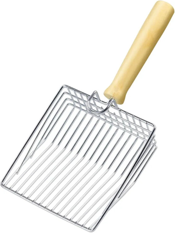 Heavy-Duty Metal Cat Litter Scoop – Wooden Handle