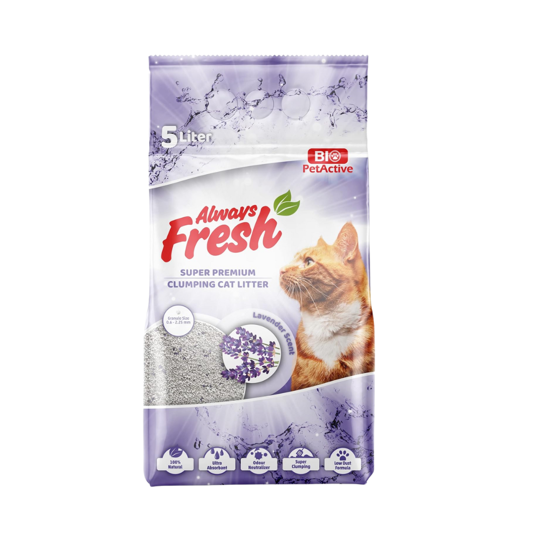 Bio PetActive Always Fresh Super Premium Clumping Cat Litter – Lavender Scent (5 Liters)