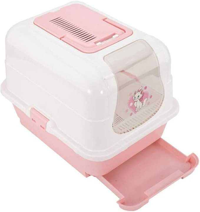 Semi-closed Cat Litter Tray Prevent From Splashing Falling Sand Grid With Drawer Design Easy To Clean