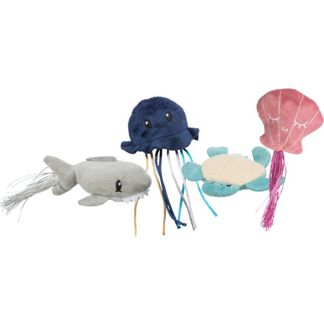 Trixie Marine Animal Cat Toy – Assorted Designs (Shark, Jellyfish, Turtle & Octopus)