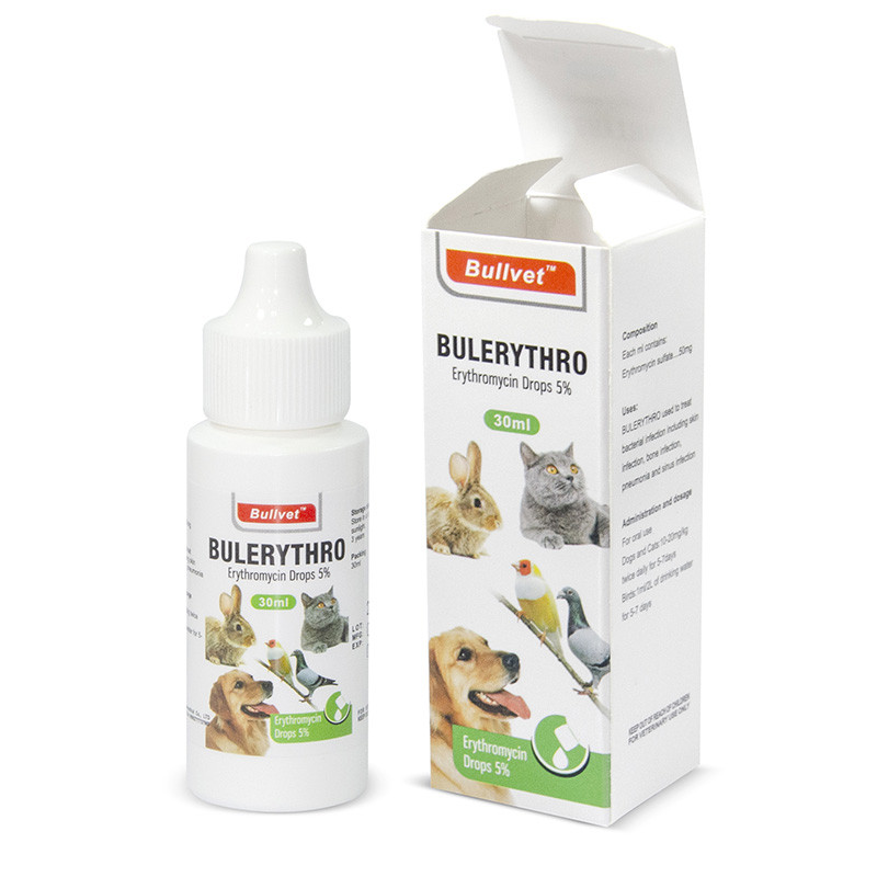 Bullvet Bulerythro Erythromycin Drops 5% – 30ml