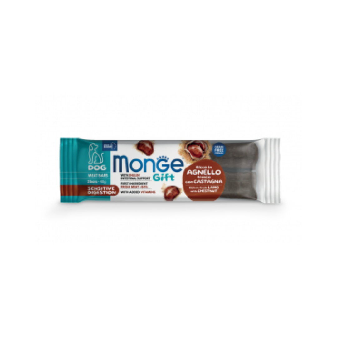 Monge Gift Sensitive Digestion Dog Rich in Fresh Lamb with Chestnut Meat Bars