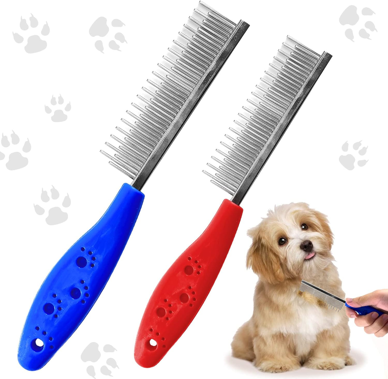 Dual-Sided Pet Grooming Comb – Anti-Scratch Stainless Steel Detangling Tool