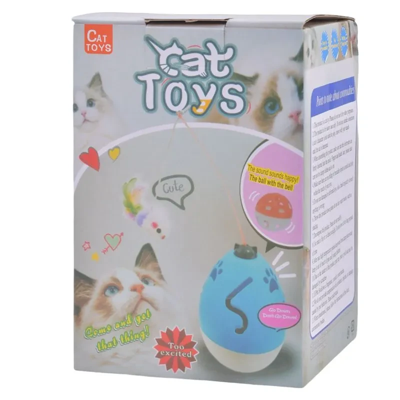 Cat Interactive Wobble Toy with Feather Mouse