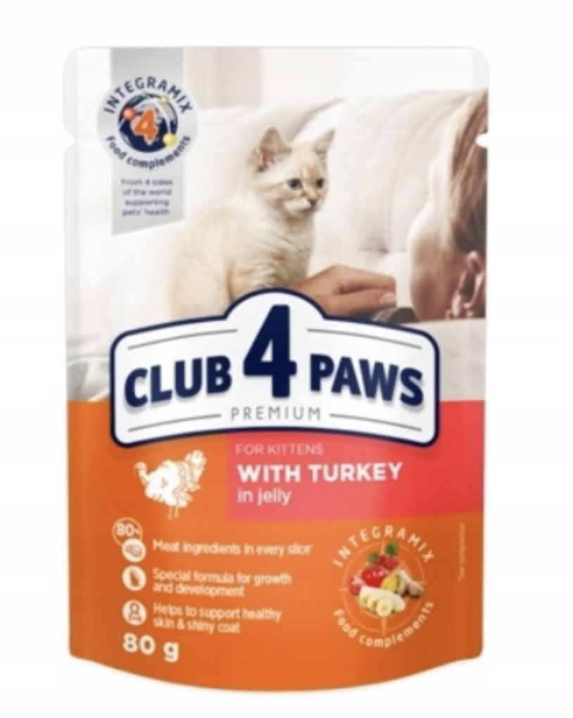 Club 4 Paws Premium Turkey in Jelly for Kittens with IntegramiX 80gm