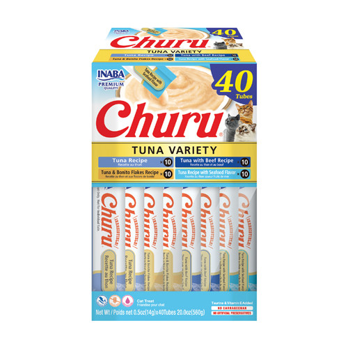 Inaba Churu Tuna Variety Box for Cats – 40 Creamy Lickable Treat Tubes