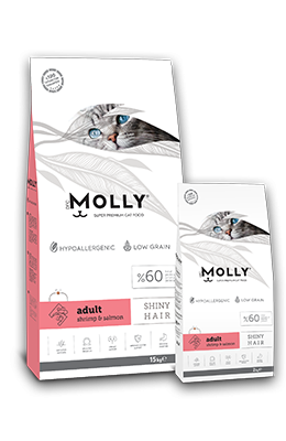 Molly Adult Shiny Hair Cat Food with Shrimp & Salmon