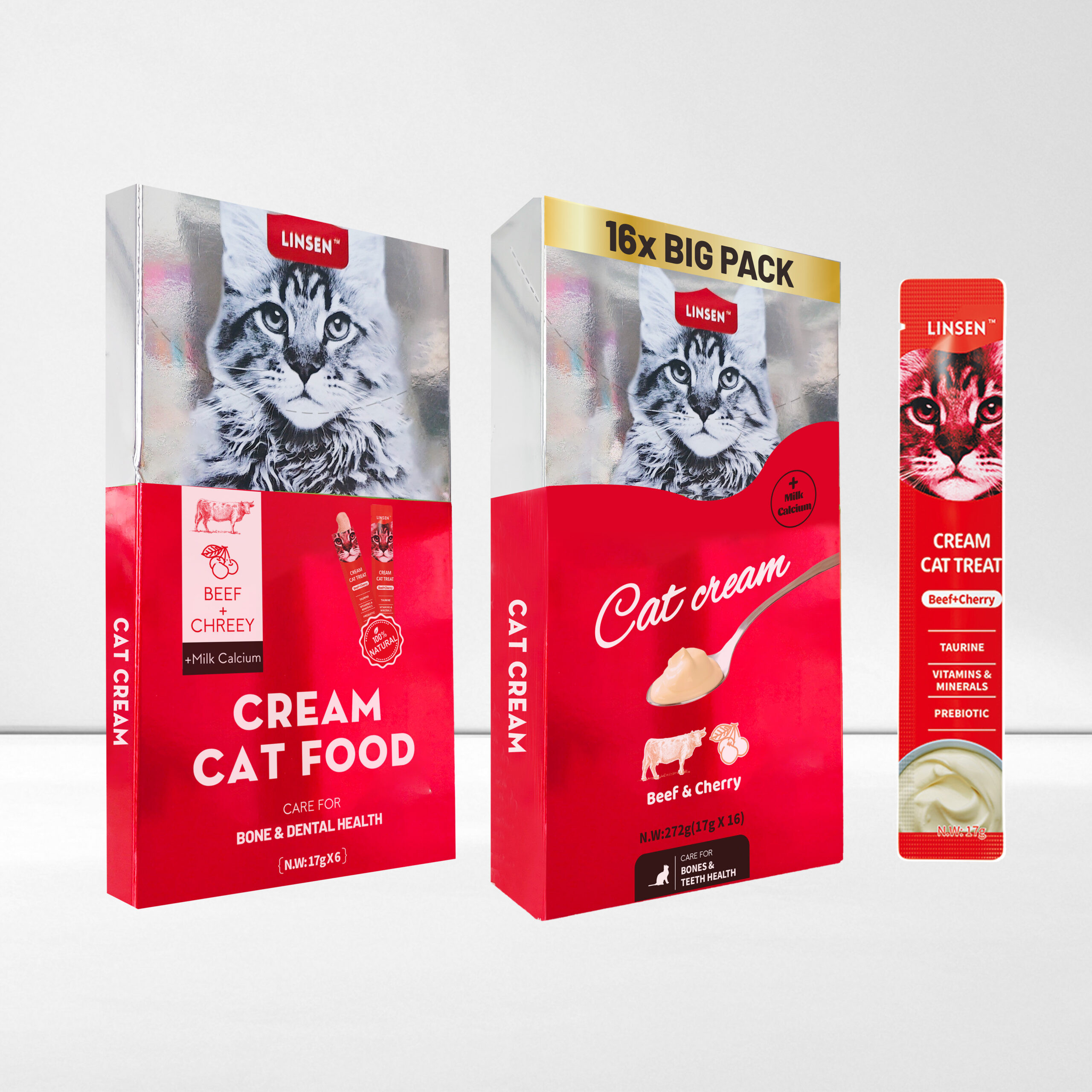 Linsen Cream Cat Treat Beef & Cherry