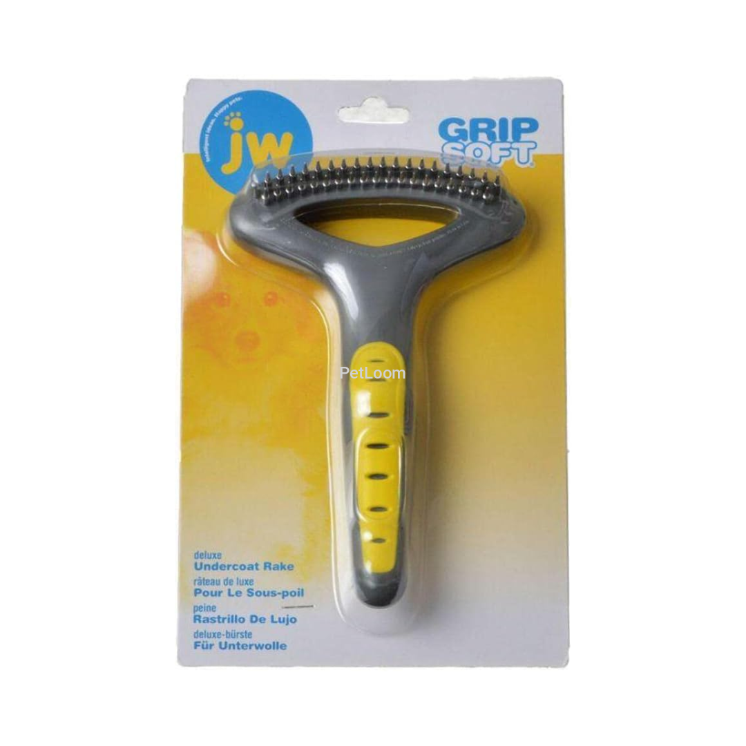 JW GripSoft Deluxe Undercoat Rake for Dogs – Professional Deshedding Tool