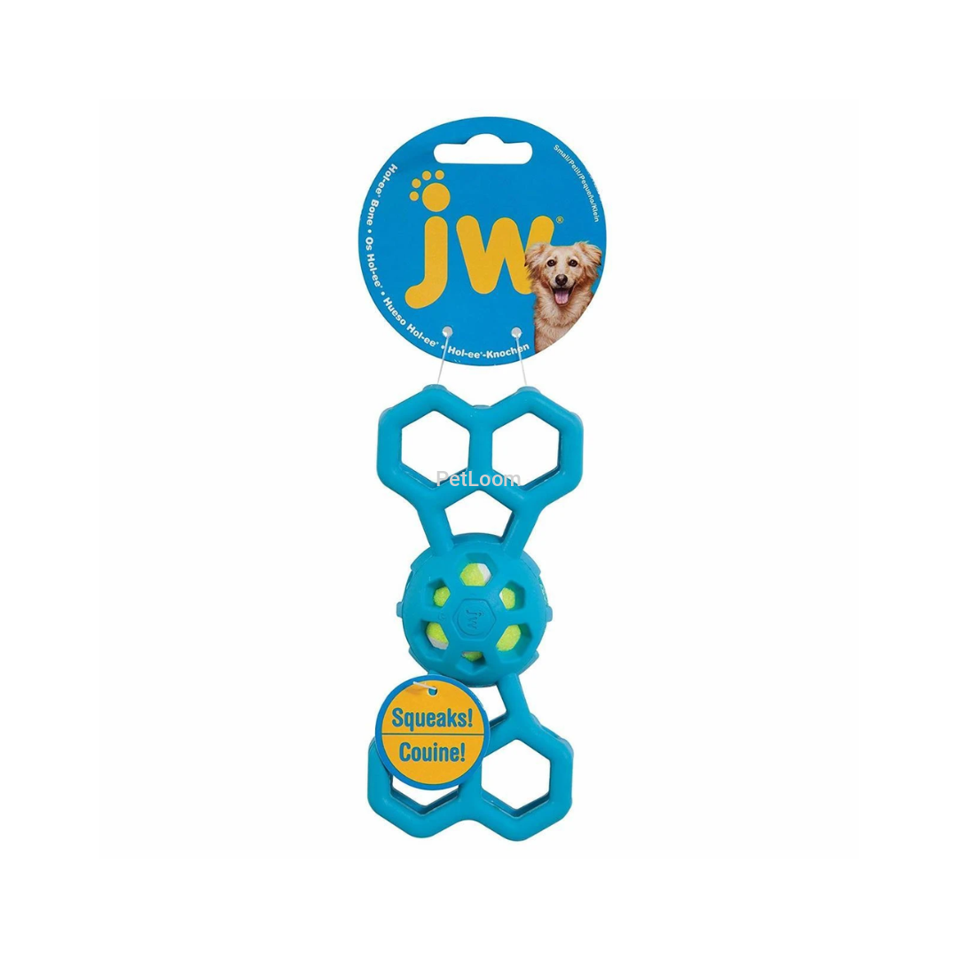 JW Hol-ee Bone Dog Toy with Squeaker – Small (Assorted Colors)