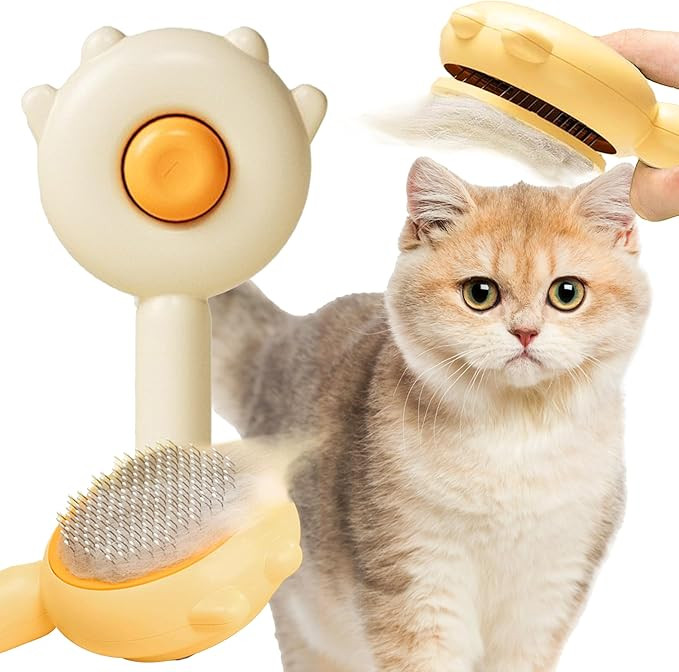 Self-Cleaning Pet Grooming Brush – Cat Paw Design