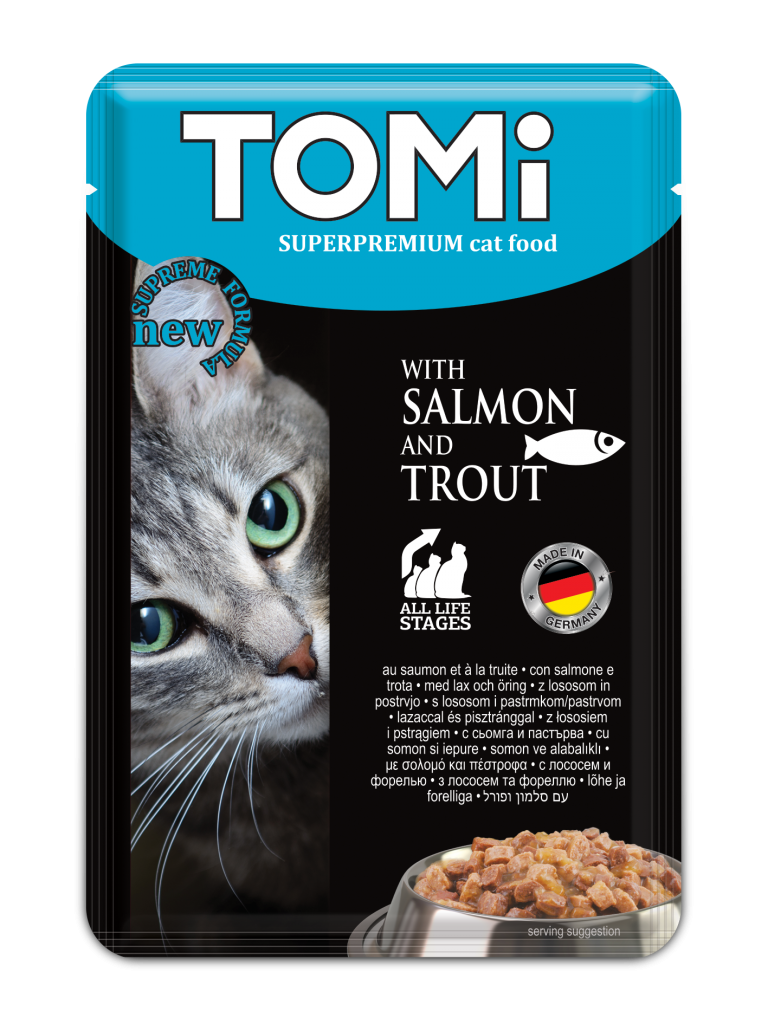 TOMi 100g Sachets for Cats – Salmon & Trout