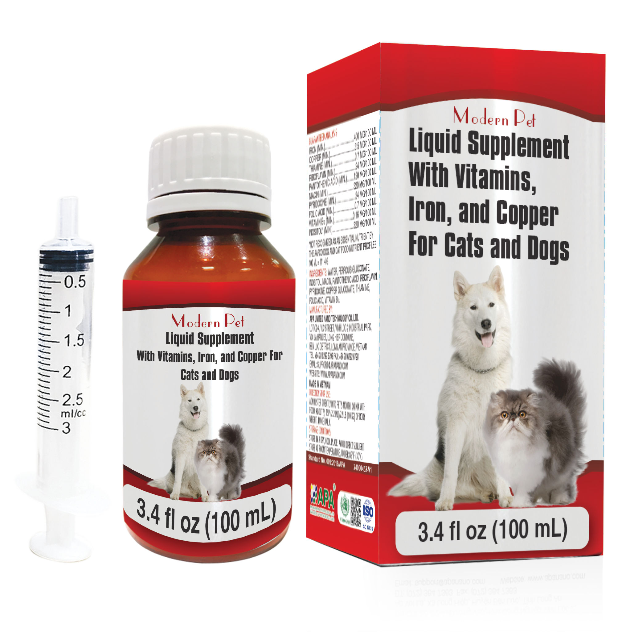 Modern Pet Liquid Supplement with Vitamins, Iron & Copper – For Cats & Dogs (50 ml) and (100 ml)