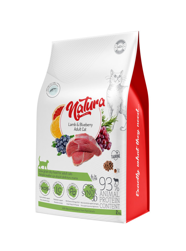 Natura Low Grain Adult Cat Food with Lamb & Blueberry
