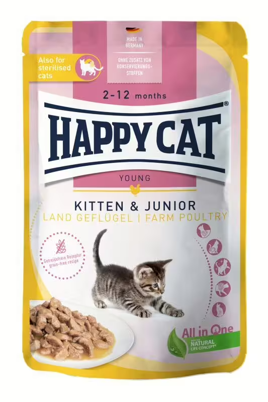 Happy Cat Meat in Sauce - Kitten & Junior Farm Poultry
